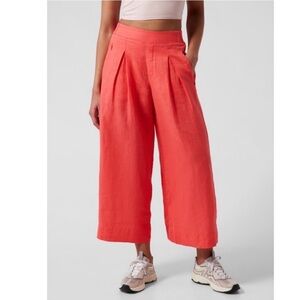 Athleta Playa Linen Wide Crop Pant in Passionfruit Coral Sz 8